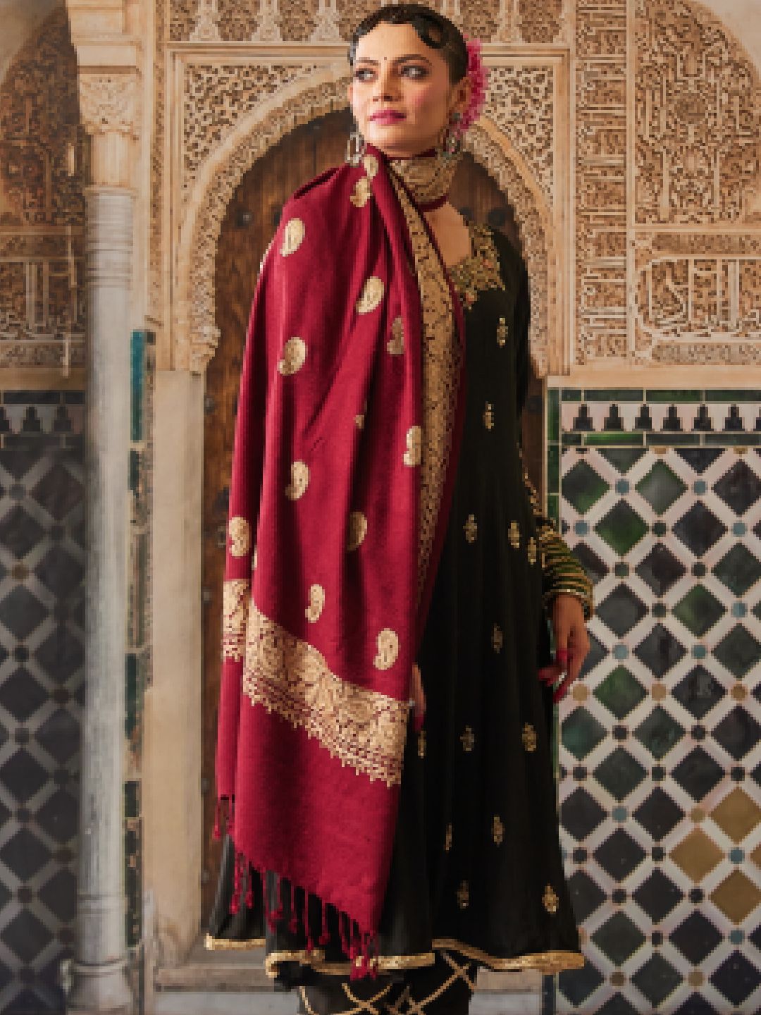 Dhiyona PA Women Paisley Embroidered Shawl