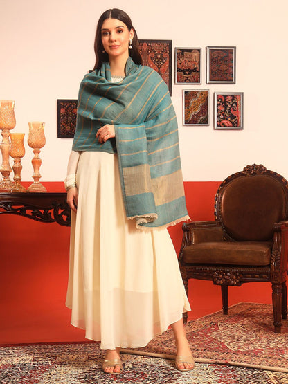 Dhiyona PA Striped Printed Woolen Reversible Shawl
