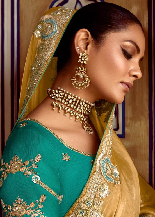 Dhiyona KM Women Golden Designer Silk Saree With Rich Zari Embroidery