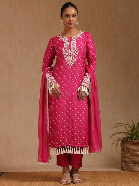 Dhiyona SO Women's Women Geometric Printed Regular Thread Work Kurta with Trousers & With Dupatta