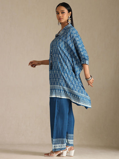 Dhiyona SO Women's Floral Printed Thread Work Kaftan Kurta with Trouser