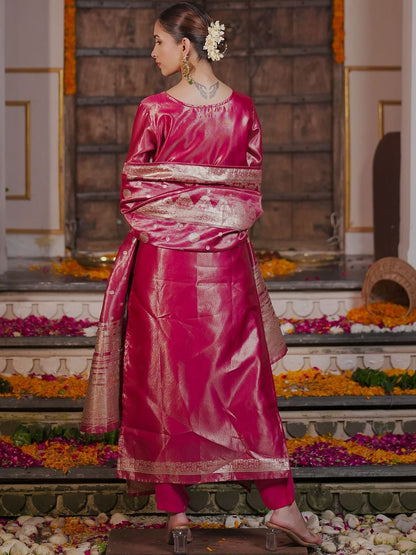 Women Ethnic Motifs Regular Kurta with Trousers & With Dupatta