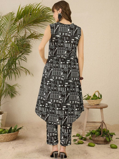 Women Printed Regular Pure Cotton Kurta with Trousers