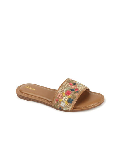 Dhiyona AK Women Ethnic Open Toe Flats with Embroidered