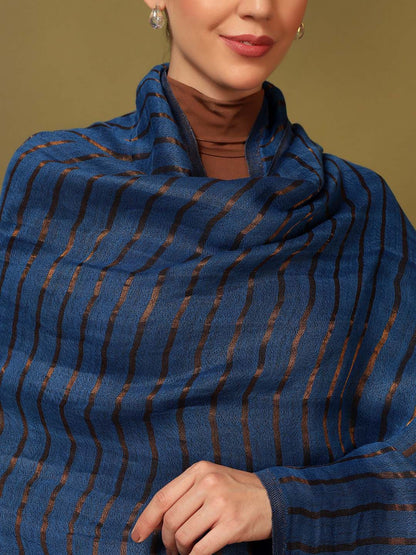Dhiyona PA Striped Woven Design Woollen Reversible Shawl
