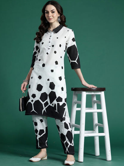 Women Printed Regular Pure Cotton Kurta with Trousers