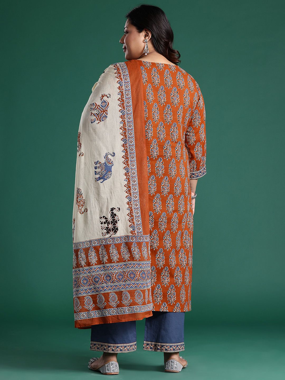 Plus Size Printed Regular Kurta with Palazzos & Dupatta