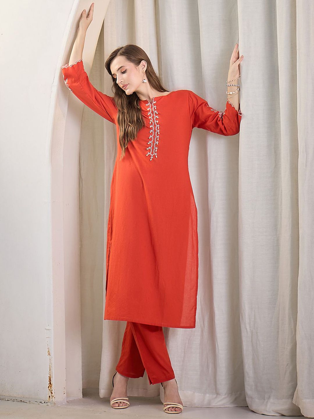 Dhiyona IE Embroidered Cotton Tunic With Trouser