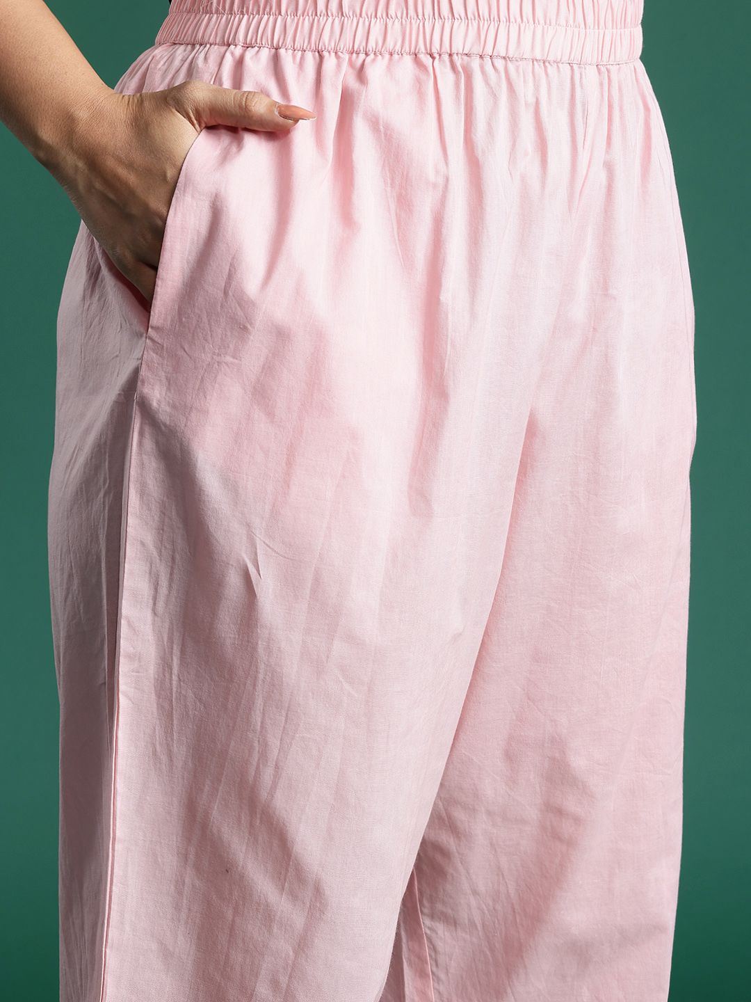 Plus Size Floral Print Thread Work Kurta with Palazzos & Dupatta