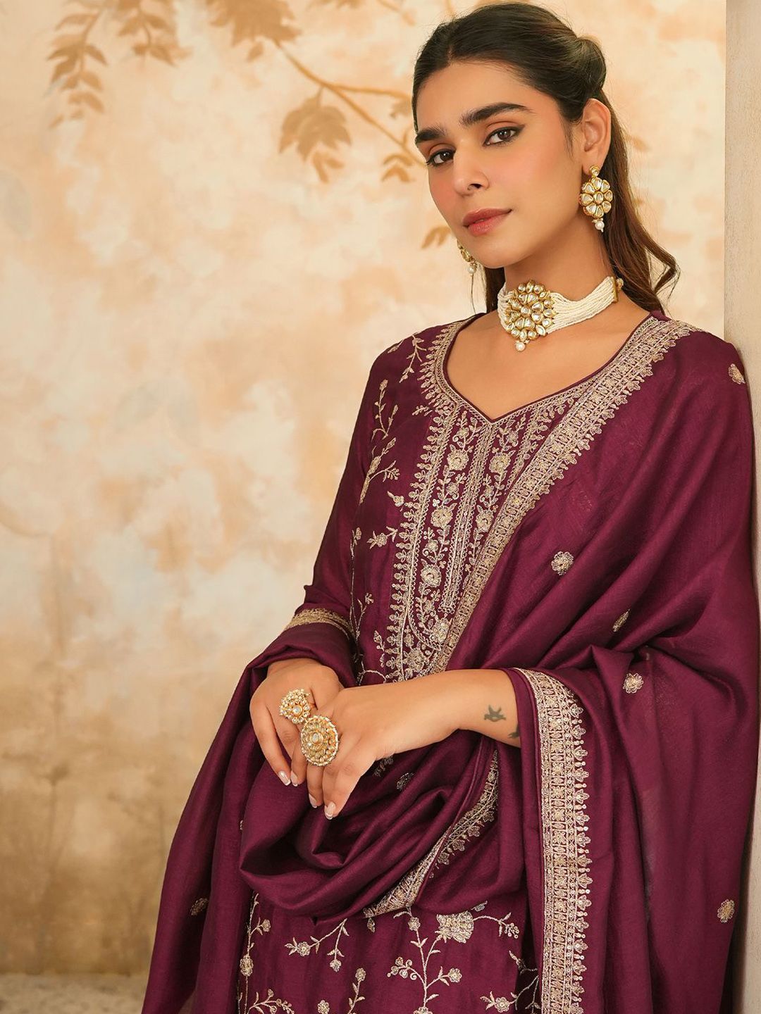 Women Ethnic Motifs Embroidered Kurta with Trousers & Dupatta