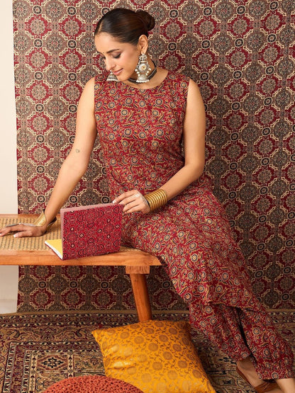 Women Ethnic Motifs Printed Regular Pure Cotton Kurta with Patiala