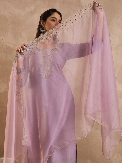 Women Ethnic Motifs Embroidered Regular Liva Kurta with Trousers & Dupatta