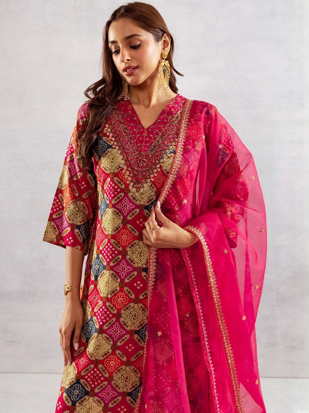 Women Ethnic Motifs Printed Kurta with Palazzos & Dupatta