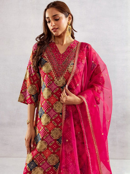 Women Ethnic Motifs Printed Kurta with Palazzos & Dupatta