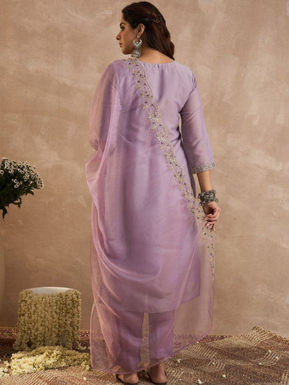 Women Ethnic Motifs Embroidered Regular Liva Kurta with Trousers & Dupatta