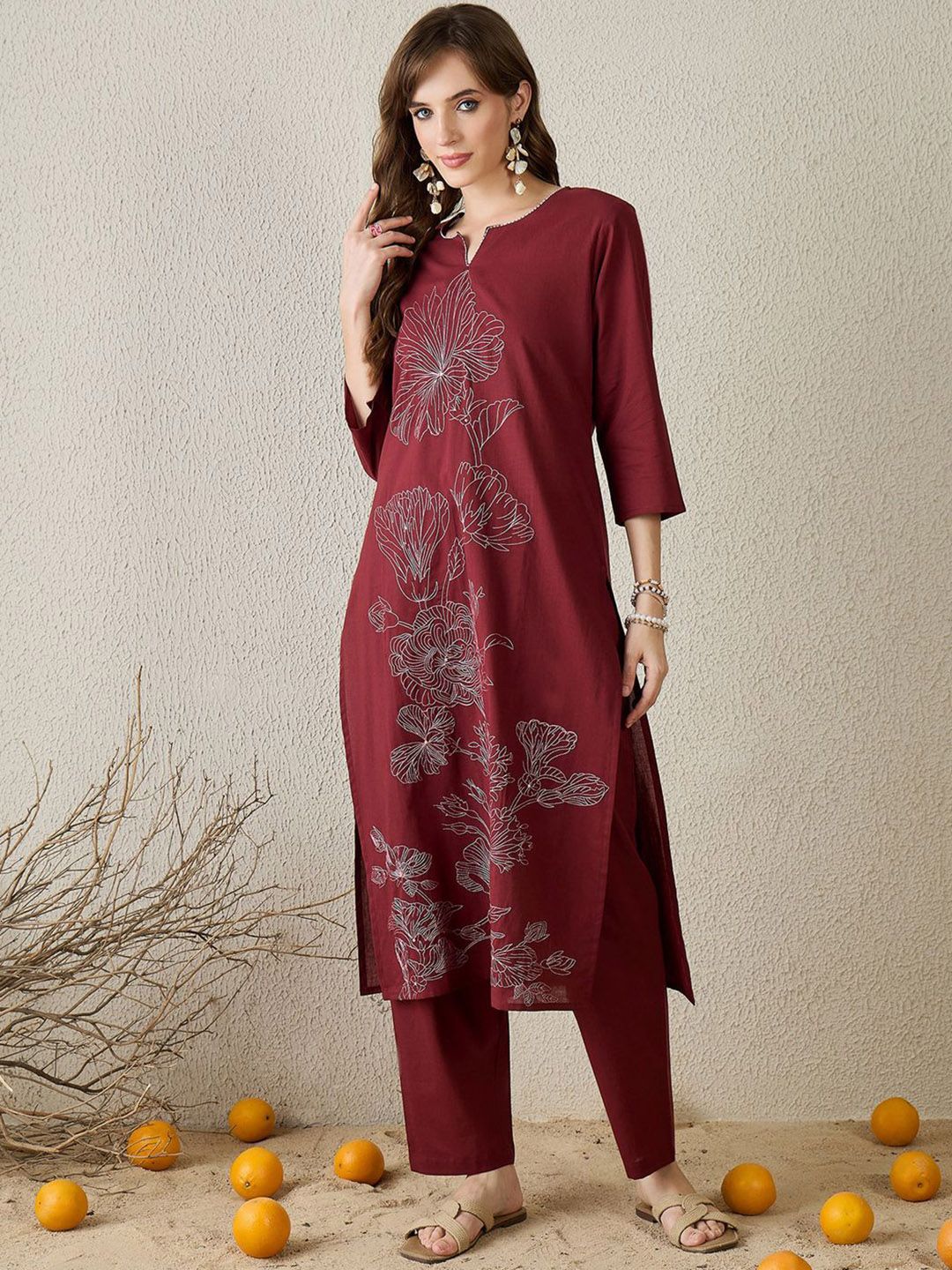Dhiyona IE Embroidered Pure Cotton Tunic With Trouser