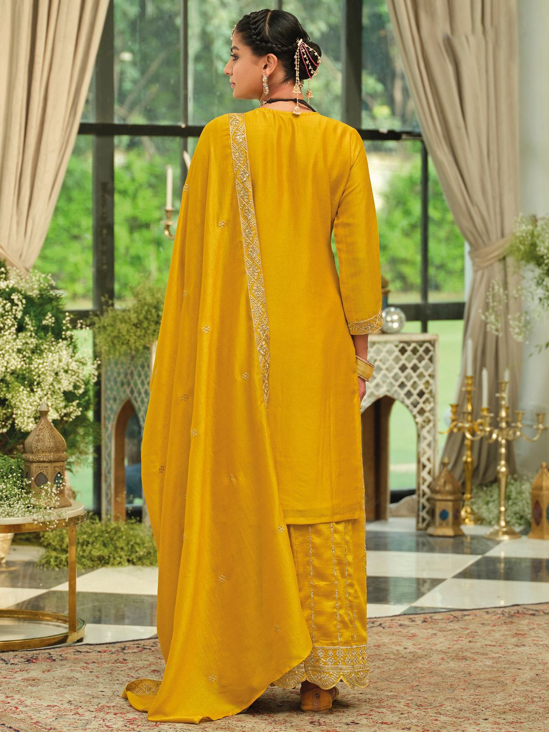 Women Ethnic Motifs Embroidered Kurta with Palazzos & Dupatta