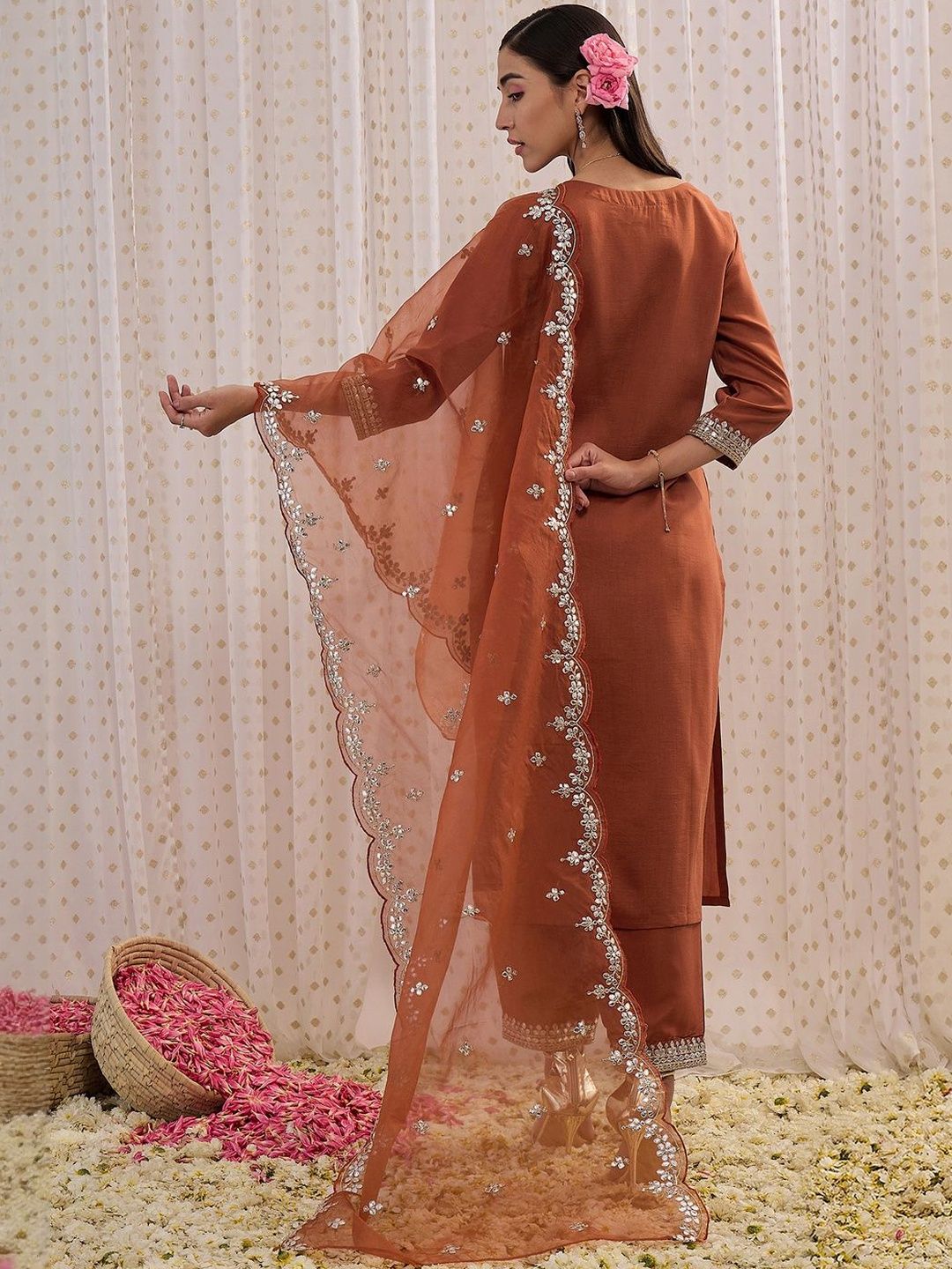 Women Ethnic Motifs Embroidered Kurta with Trousers & Dupatta