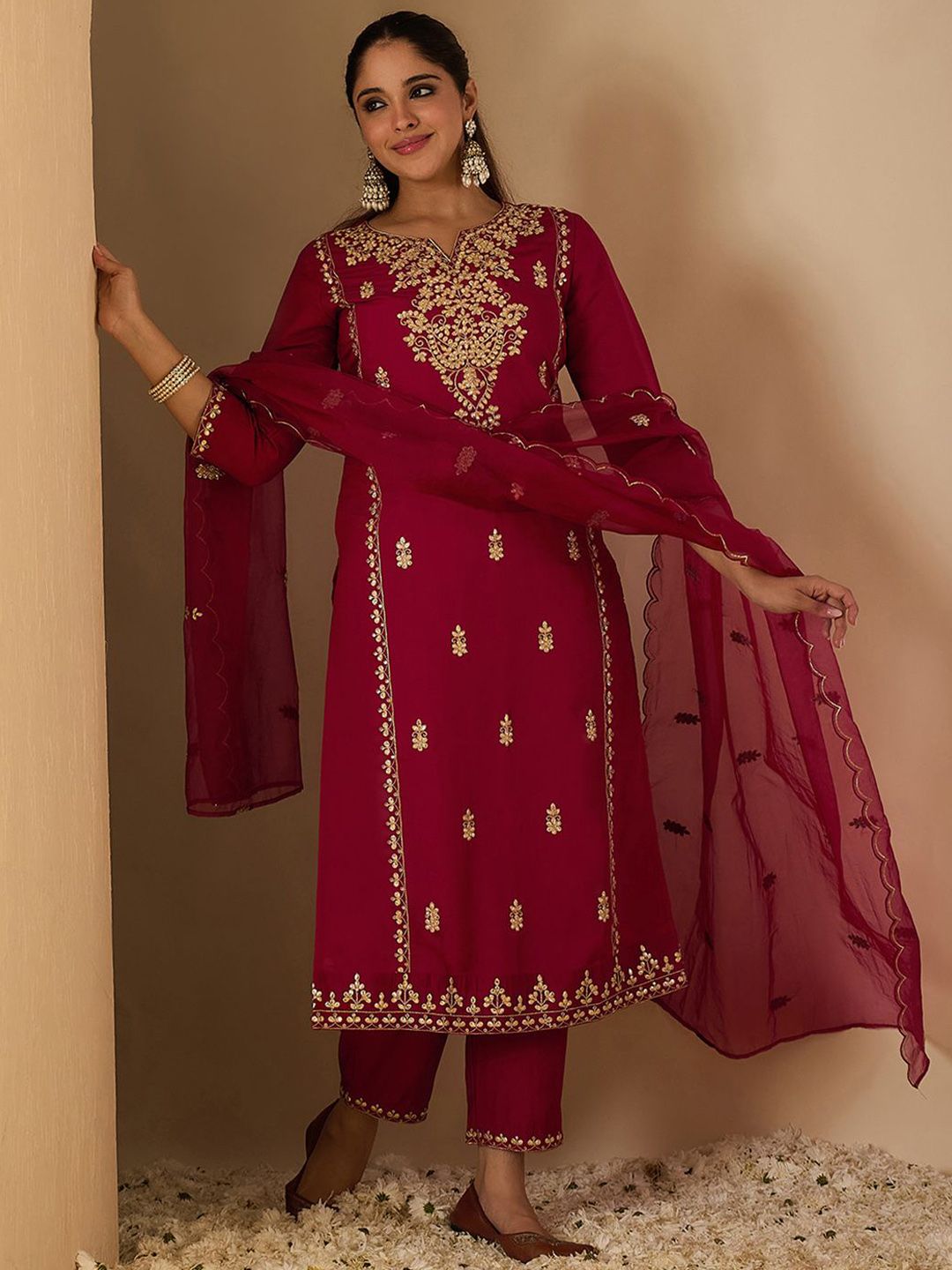 Dhiyona IE Women's Women Ethnic Motifs Printed Kurta with Trousers & Dupatta