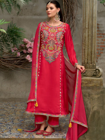 Women Ethnic Motifs Embroidered Kurta with Trousers & Dupatta