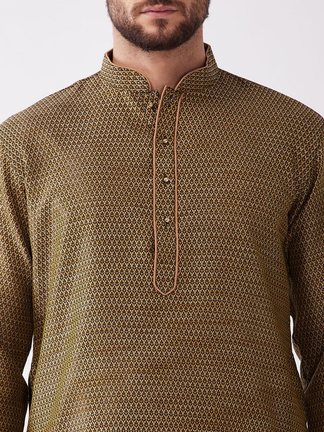 Men's Black Silk Blend Straight Kurta and Dhoti Set