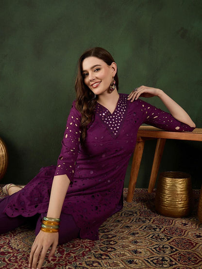 Dhiyona SN Women's Embroidered Pure Cotton Kurta & Trouser
