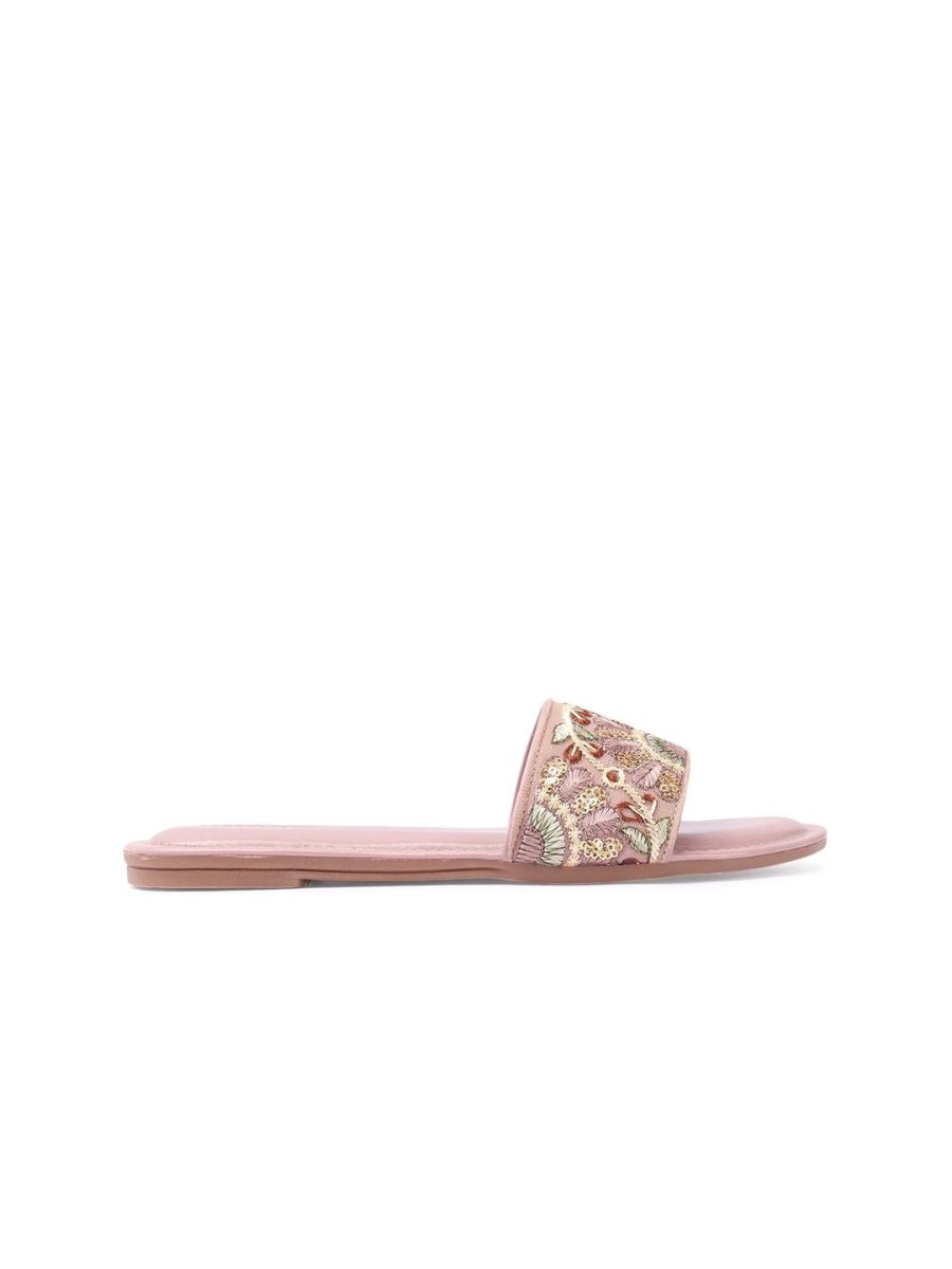 Dhiyona AK Women Woven Design Ethnic Open Toe Flats with Embroidered
