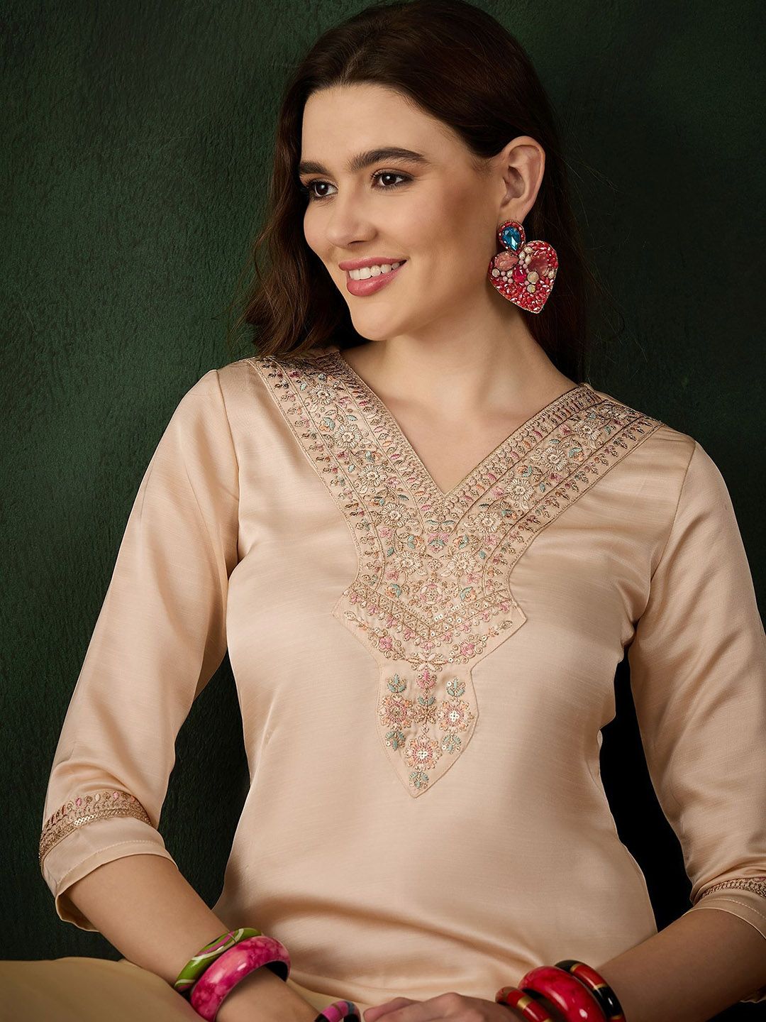 Dhiyona SN Women's Ethnic Motifs Designer & Jari Work Kurta With Trousers