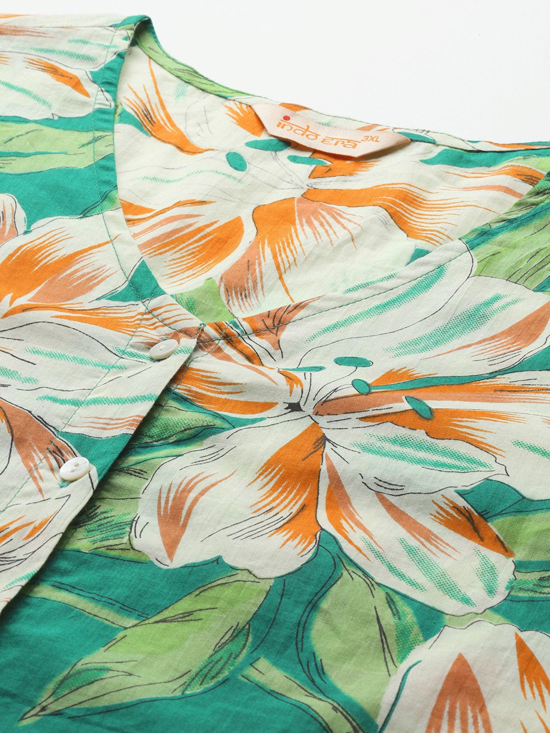 Floral Printed Round Neck Regular Pure Cotton Kurta with Trousers