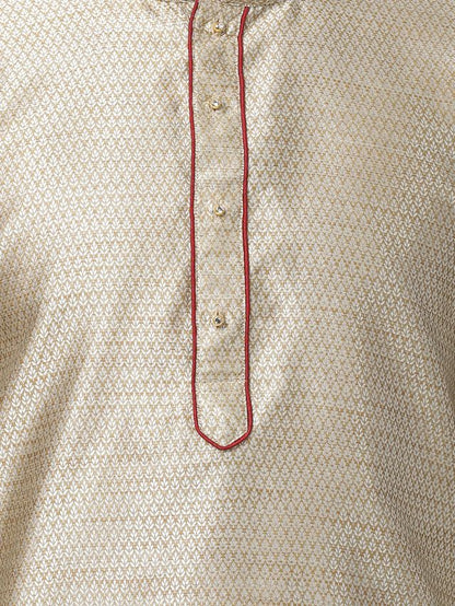 Men's Beige Silk Blend Straight Kurta Pyjama Set