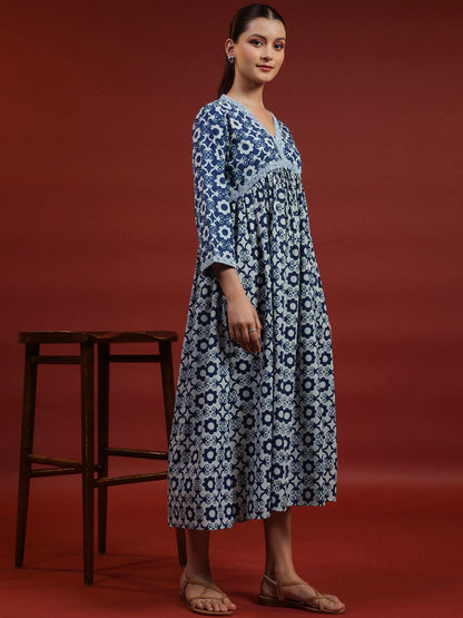 Dhiyona AY Women's Printed Fit & Flared Midi Dresses