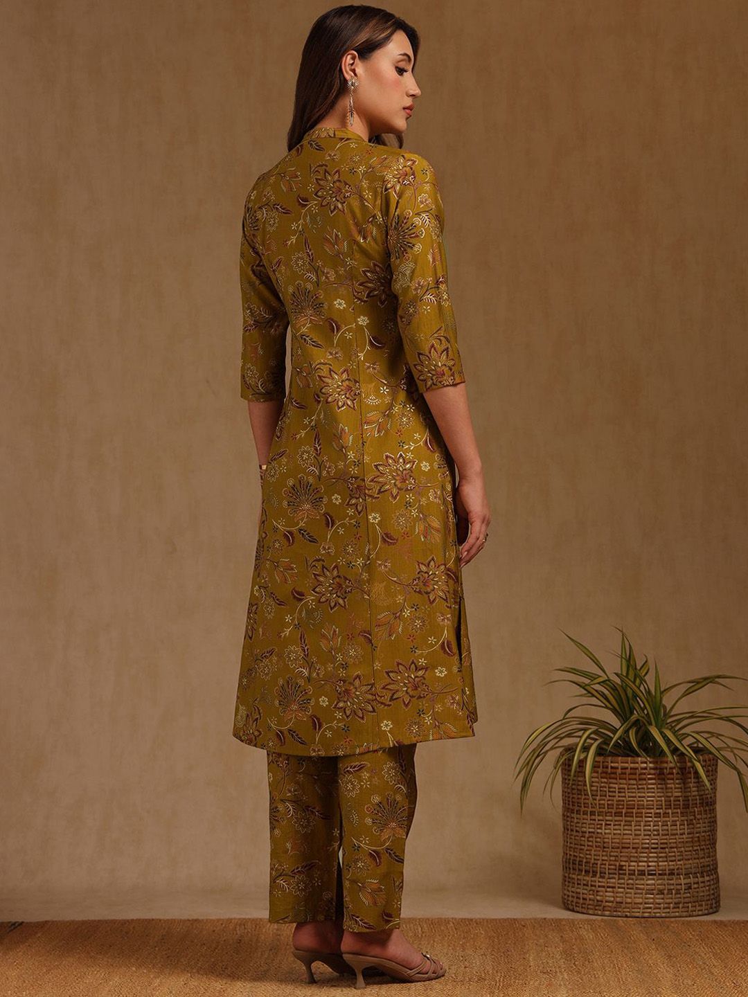 Dhiyona SO Women's Women Ethnic Motifs Printed A-Line Kurta with Trouser