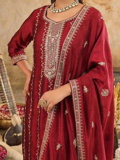 Women Ethnic Motifs Embroidered Sequinned Kurta with Trousers & Dupatta