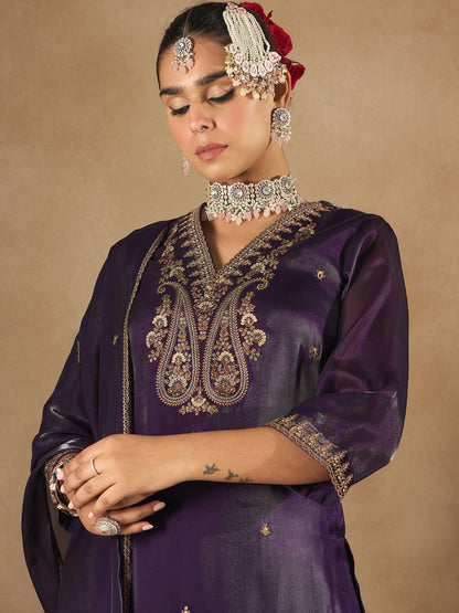 Women Ethnic Motifs Embroidered Regular Kurta with Trousers & With Dupatta