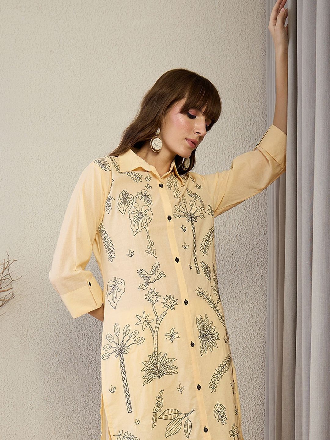 Women Floral Printed Regular Pure Cotton Kurta with Trousers