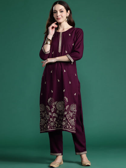 Dhiyona IE Ethnic Motifs Embroidered Sequinned Kurta with Trousers