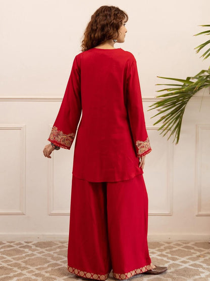 Women Ethnic Motifs Embroidered A-Line Kurta with Palazzos