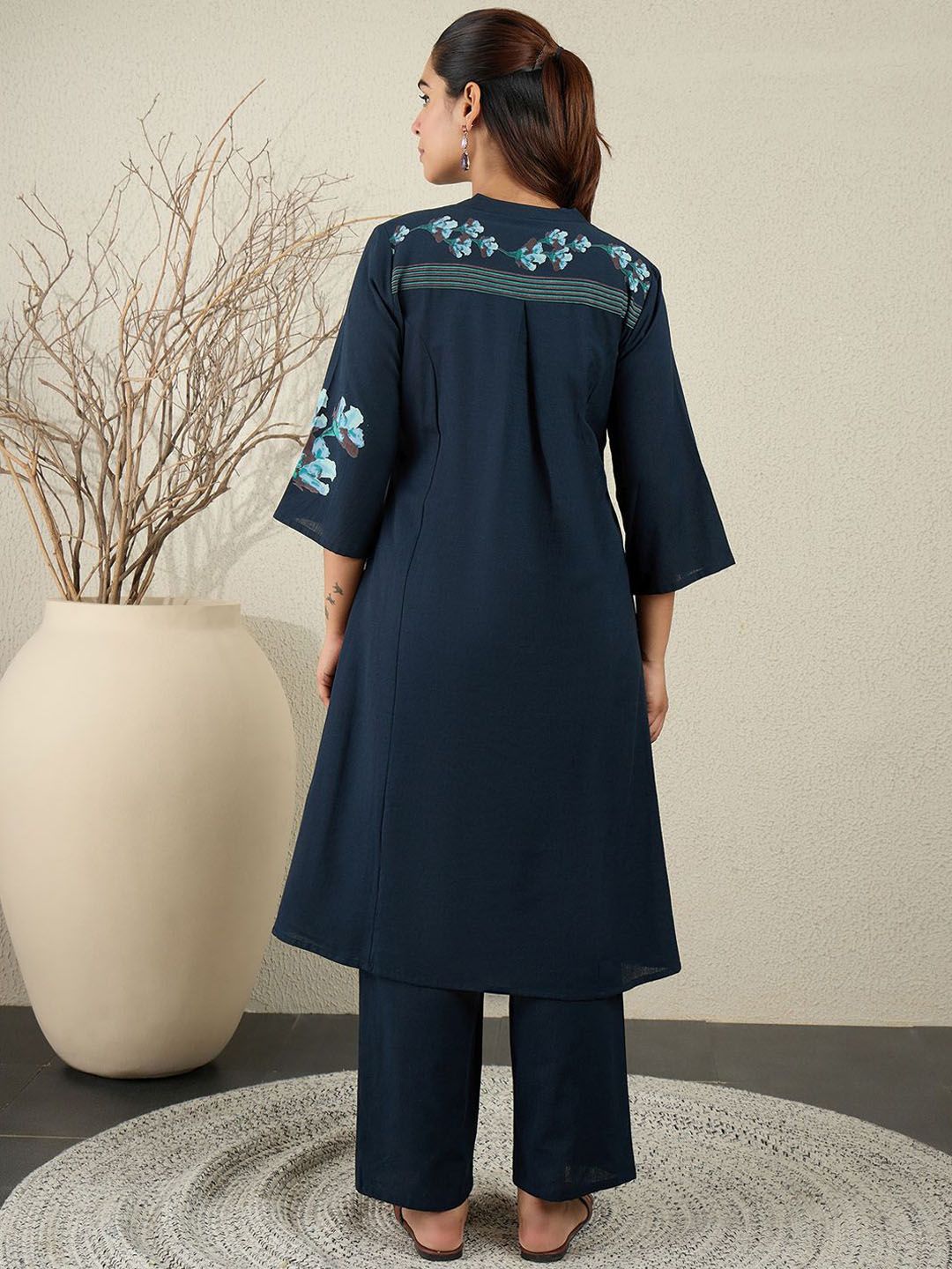 Dhiyona IE Printed Pure Cotton Straight Tunic With Trousers Co-Ords