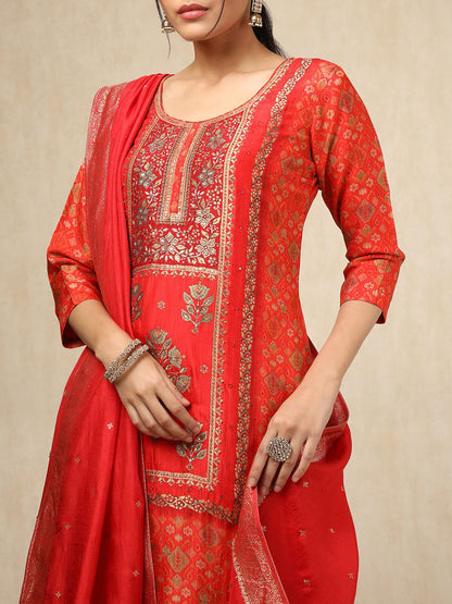 Dhiyona SO Women's Women Mirror Work Kurta with Trousers & With Dupatta