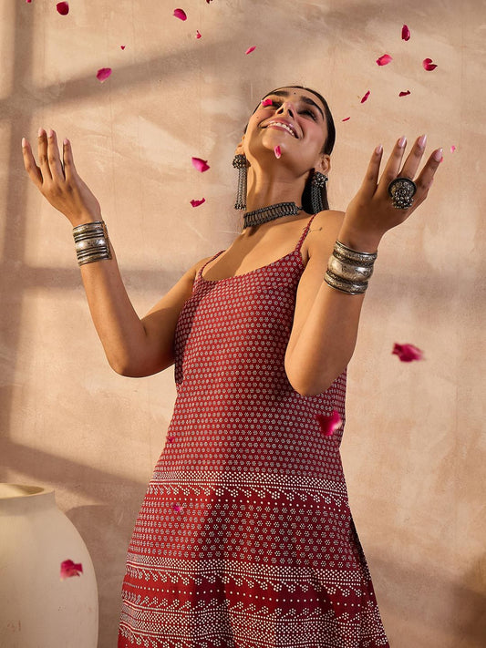 Dhiyona IE Printed Pure Cotton Tunic With Trousers