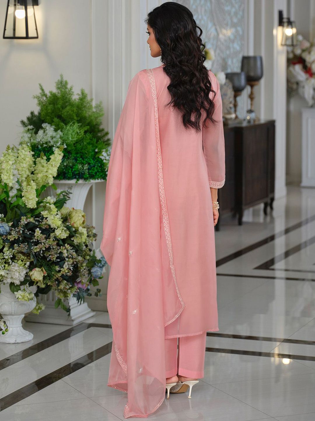 Adults-Women Woven Design Embroidered Kurta with Trousers & Dupatta