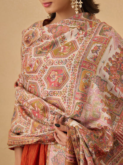 Dhiyona PA Darbari Ethnic Motifs Woven Design Kani Woolen Shawl
