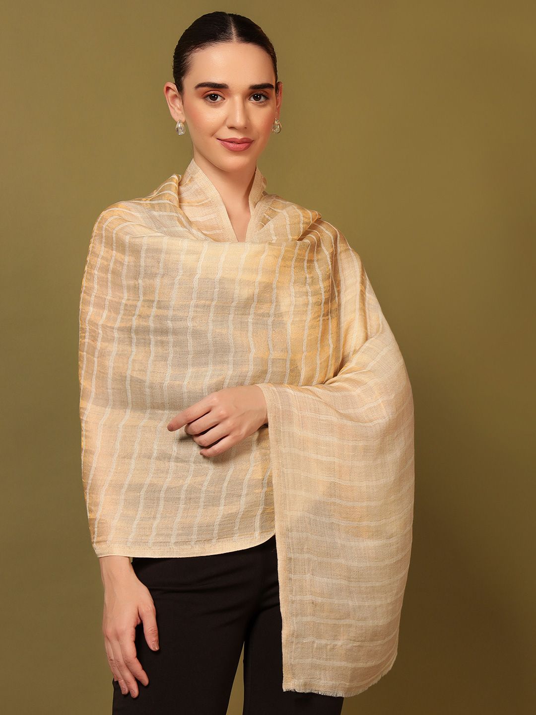 Dhiyona PA Striped Woven Design Woolen Shawl