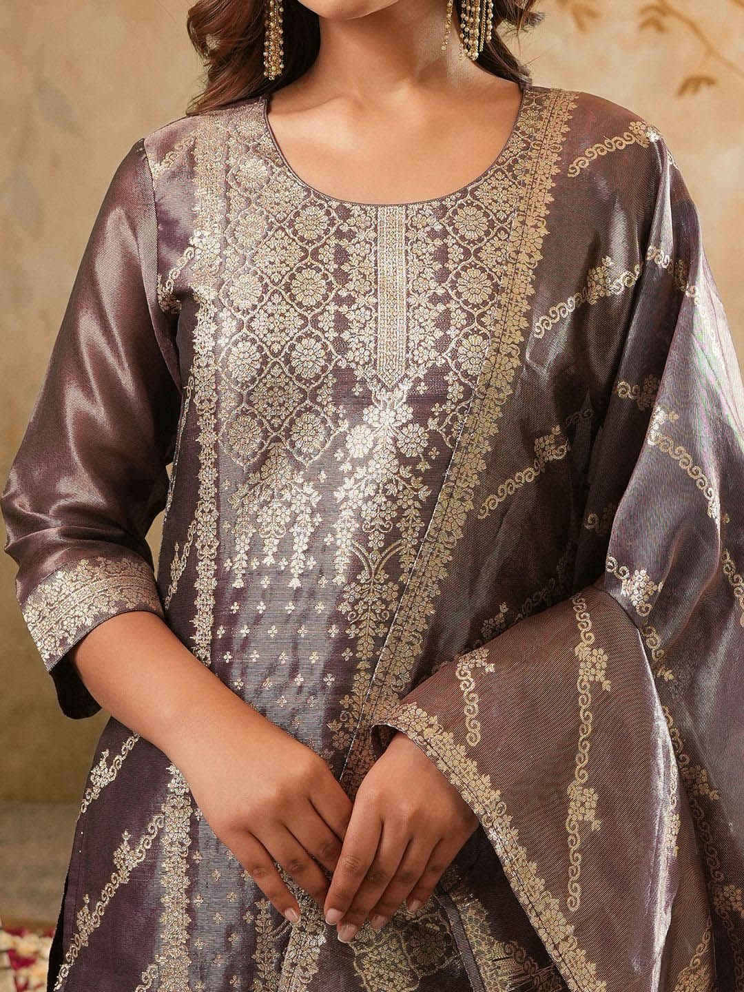 Women Ethnic Motifs Regular Kurta with Trousers & With Dupatta