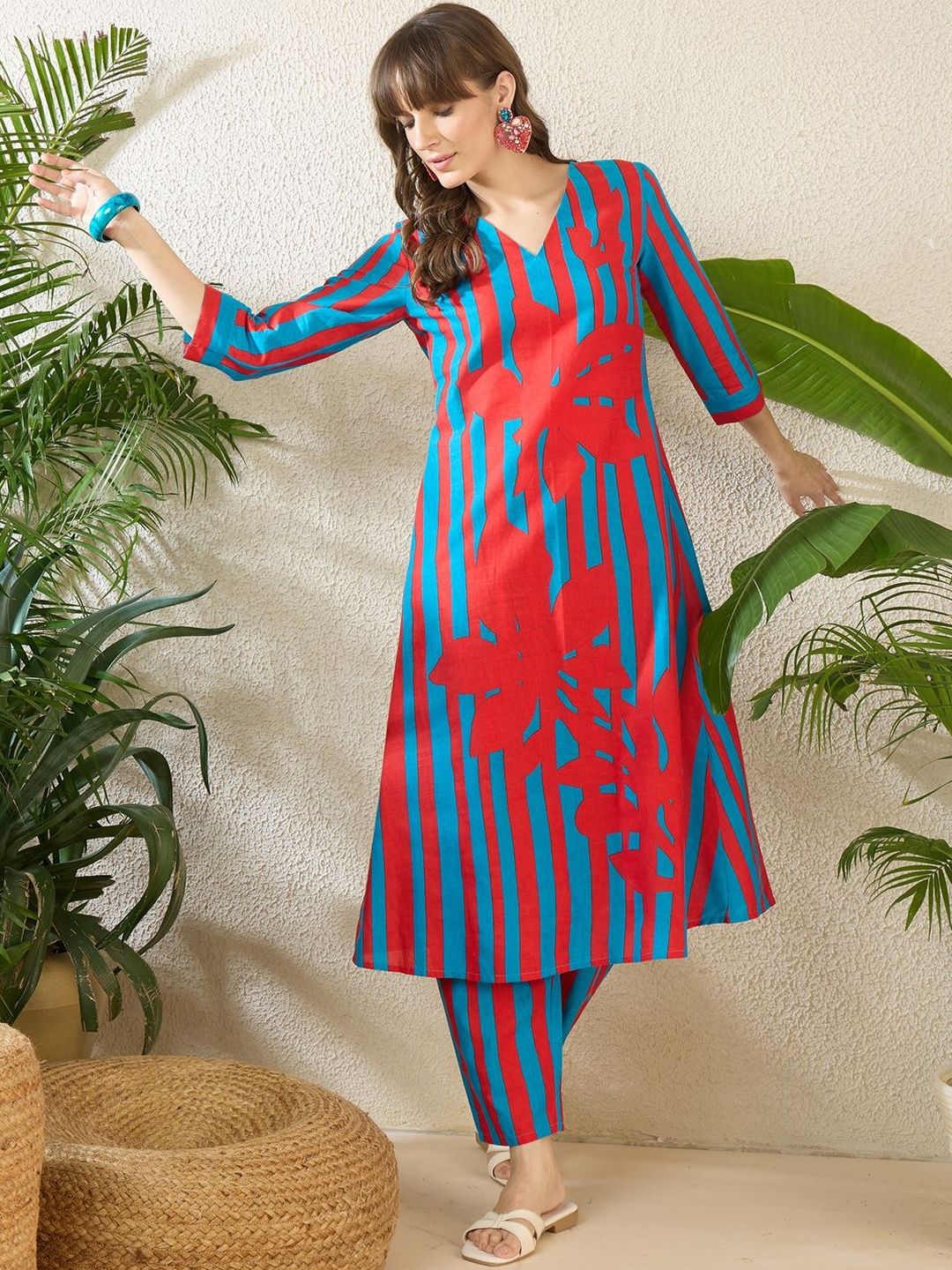 Women Printed Regular Pure Cotton Kurta with Trousers