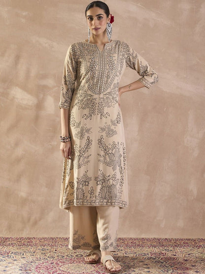 Dhiyona IE Floral Printed Sequinned Tunic With Trousers