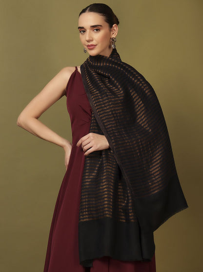 Dhiyona PA Striped Woven Design Reversible Zargul Shawl
