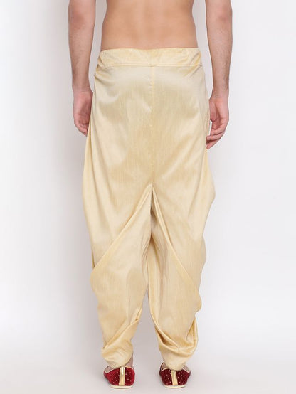 Men's Gold Silk Blend Regular Dhoti