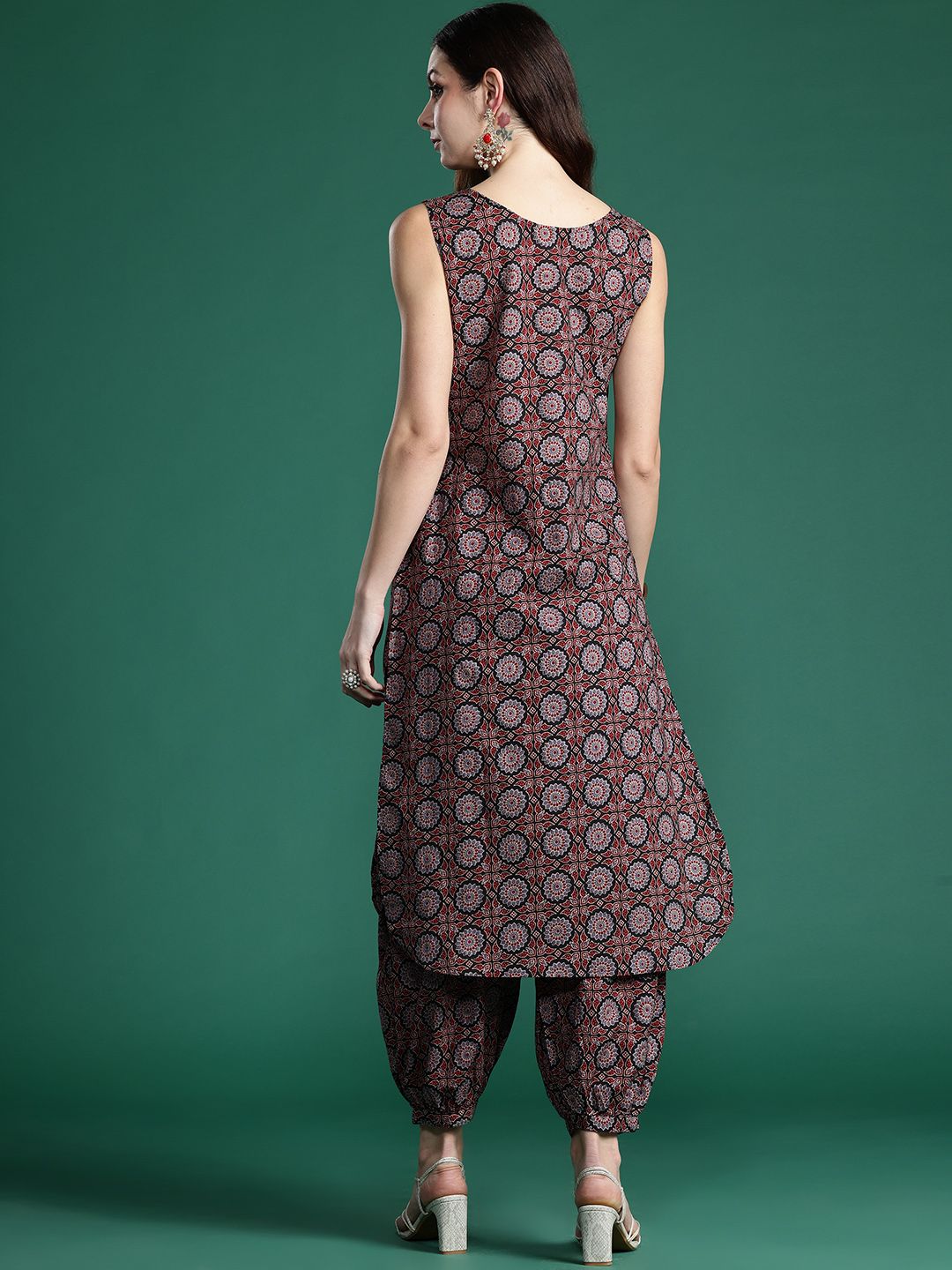 Dhiyona IE Ajrakh Printed Regular Pure Cotton Kurta with Salwar