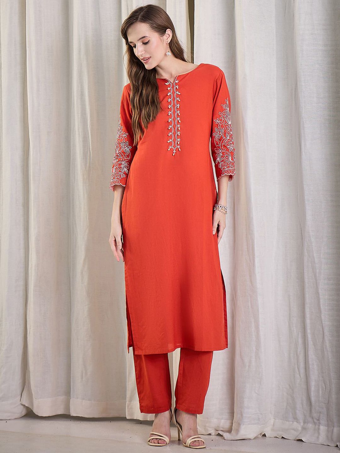 Dhiyona IE Embroidered Cotton Tunic With Trouser